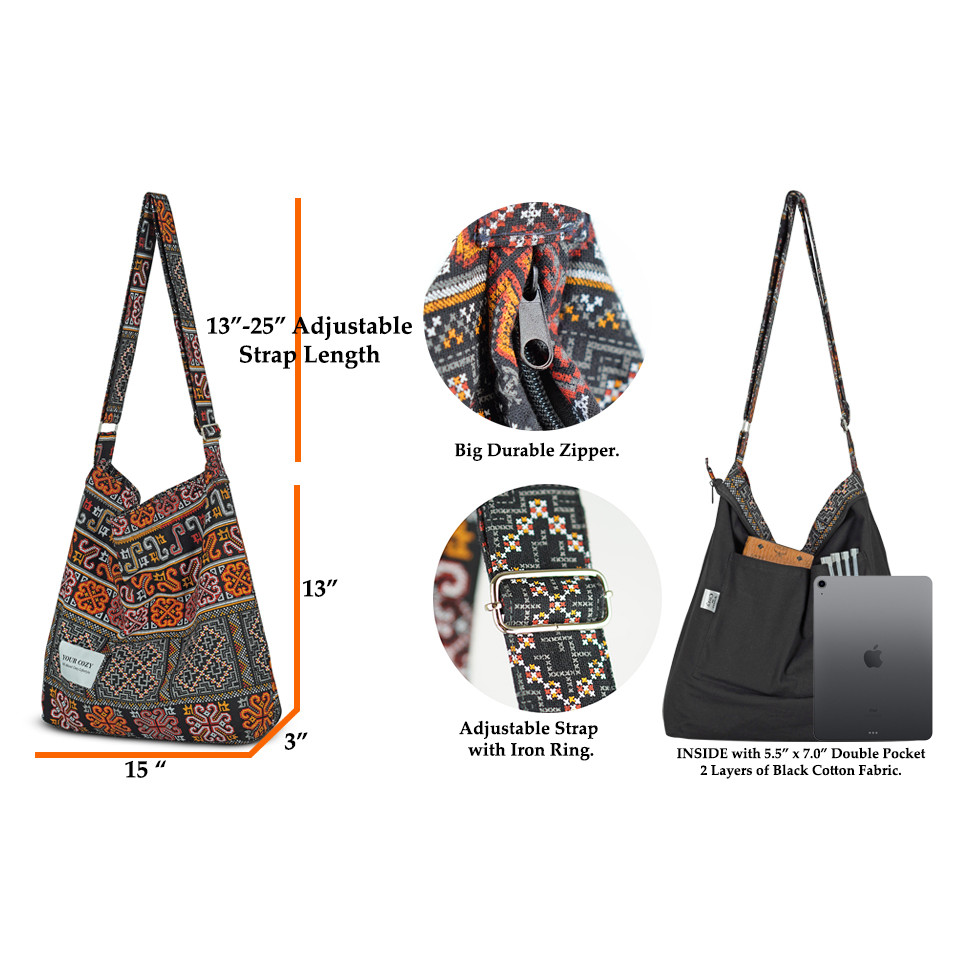 กระเป๋า tote ถุงย่าม ทรงสี่เหลี่ยม กระเป๋าผ้า ย้ามสะพาย ผลิตที่ไทย by YourCozy
