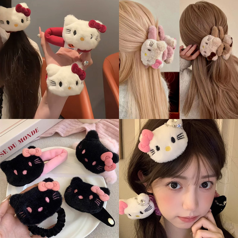 ฤดูใบไม้ร่วง/ฤดูหนาวใหม่ Hello Kitty เครื่องประดับผมสาวน่ารักกิ๊บติดผมตุ๊กตา