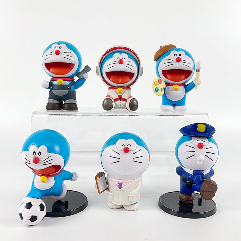 6 ชิ้น 8 ซม.อะนิเมะ Doraemon นักบินอวกาศ Action ตุ๊กตา Minamoto Shizuka Doraemon Dai G Pvc ตกแต่งตารางคอลเลกชันของเล่นเด็กคริสต์มาสของขวัญ