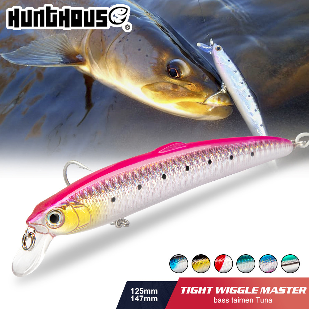 Hunthouse Floating Smith Saruna Minnow เหยื่อตกปลาทะเล Jerkbait เหยื่อแข็ง 95 มม./8g 12.5 ซม./17.5g 14.7 ซม./27g สําหรับ Pike Seabass