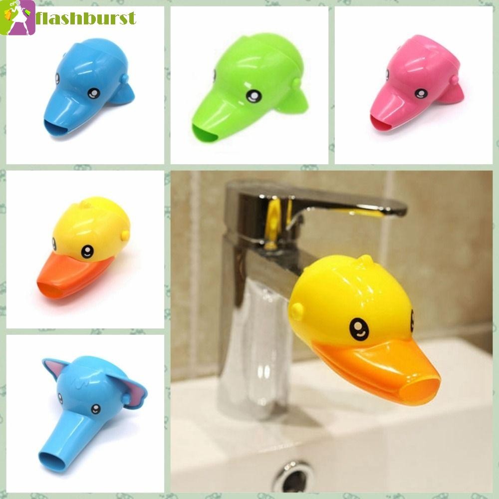 Flashburst การ์ตูนก๊อกน้ํา Extender, ซิลิโคน Splash-proof Baby Washing Helper, อุปกรณ์เสริมก๊อกน้ําช้างเป็ดน่ารักสะดวกห้องน้ํา