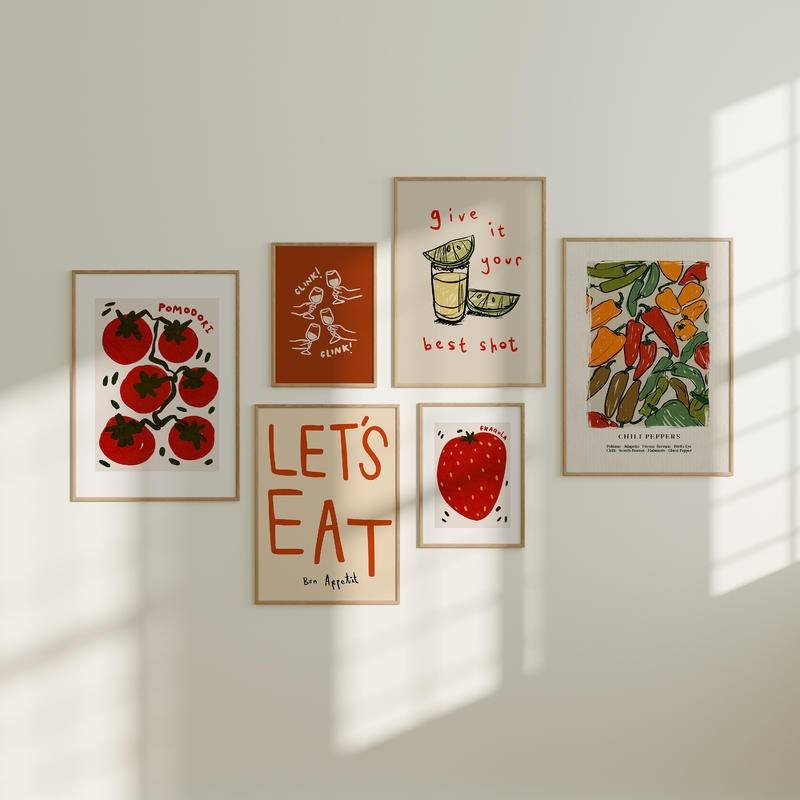 Gallery ชุดพิมพ์ติดผนัง Kitchen Gallery Wall Gallery Wall Printsไอเดียตกแต่งบ้านห้องรับประทานอาหารพิ