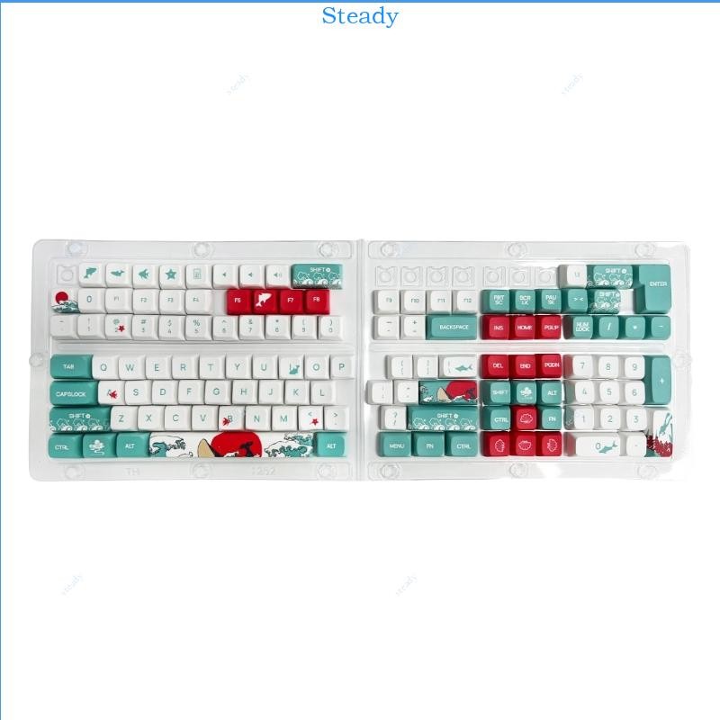 Steady Keycaps 125 PBT ความร้อนระเหิด XDA Coral Sea Keycaps สําหรับเล่นเกมคีย์บอร์ดแบบกลไก XDA Keyca