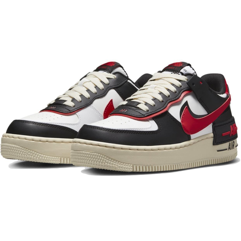 Nike Mens Air Force 1 Shadow Black University Red Shoes DR7883-102