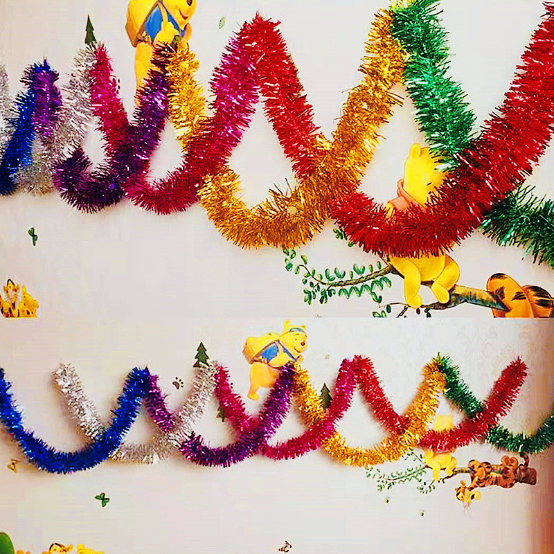 2m สีสันคริสต์มาสริบบิ้น Garland Xmas Tree Wrapping Tinsel Ribbons DIY บาร์งานแต่งงานปีใหม่ตกแต่งริบบิ้น