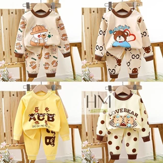ชุดนอนแขนยาว ขายาว เสื้อผ้าเด็ก ชุดนอนกันหนาว ผ้าcotton อายุ6เดือน-3ปี