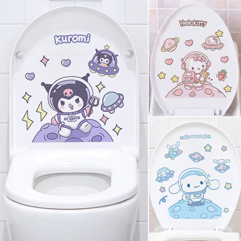 น่ารัก Sanrio สติกเกอร์ห้องน้ําสติ๊กเกอร์ติดผนัง 3d kuromi kitty Cinnamoroll สัตว์ภาพจิตรกรรมฝาผนัง Art ตกแต่งบ้านตู้เย็นโปสเตอร์