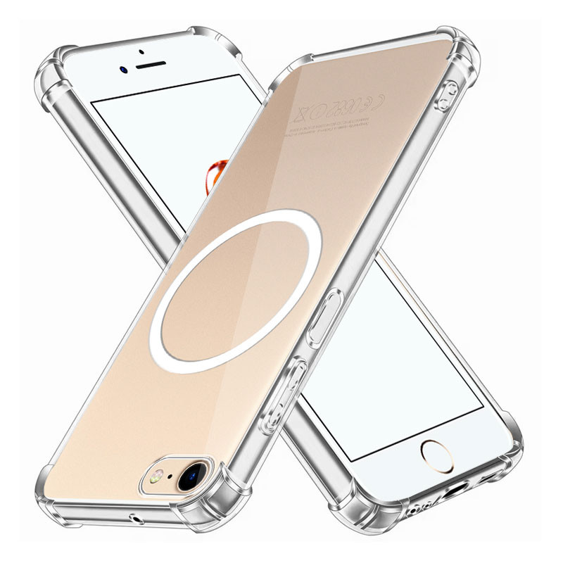 สําหรับiphone SE 2020 2022 /iPhone 7 8 Plusกรณีแหวนแม่เหล็กชาร์จไร้สายสติกเกอร์กันกระแทกซิลิโคนอ่อนนุ่มปลอกโทรศัพท์สําหรับiPhone SEปกหลัง