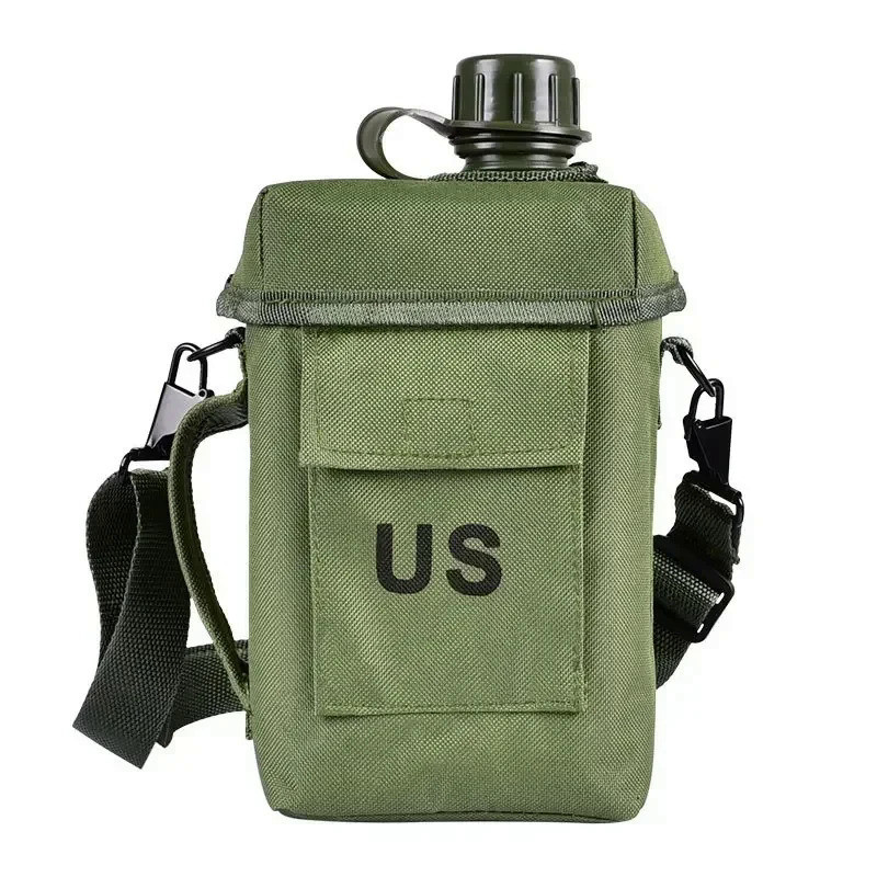 Large Capacity Tactical Sport water bottle Army 2L 2 liter Molle Outdoor with Bag Shoulder Strap can
