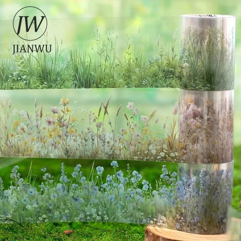 Jianwu 50 มม.* 200 ซม.หมายเหตุสีเขียว Series Vintage พืชดอกไม้ภูมิทัศน์วัสดุ Collage PET เทป Creative DIY Journal เครื่องเขียน