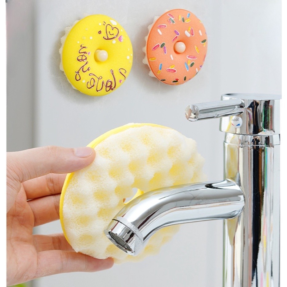 Donut-SHAPED ฟองน้ําล้างจานลายการ์ตูนน่ารัก ฟองน้ําล้างจานน่ารัก -VA888