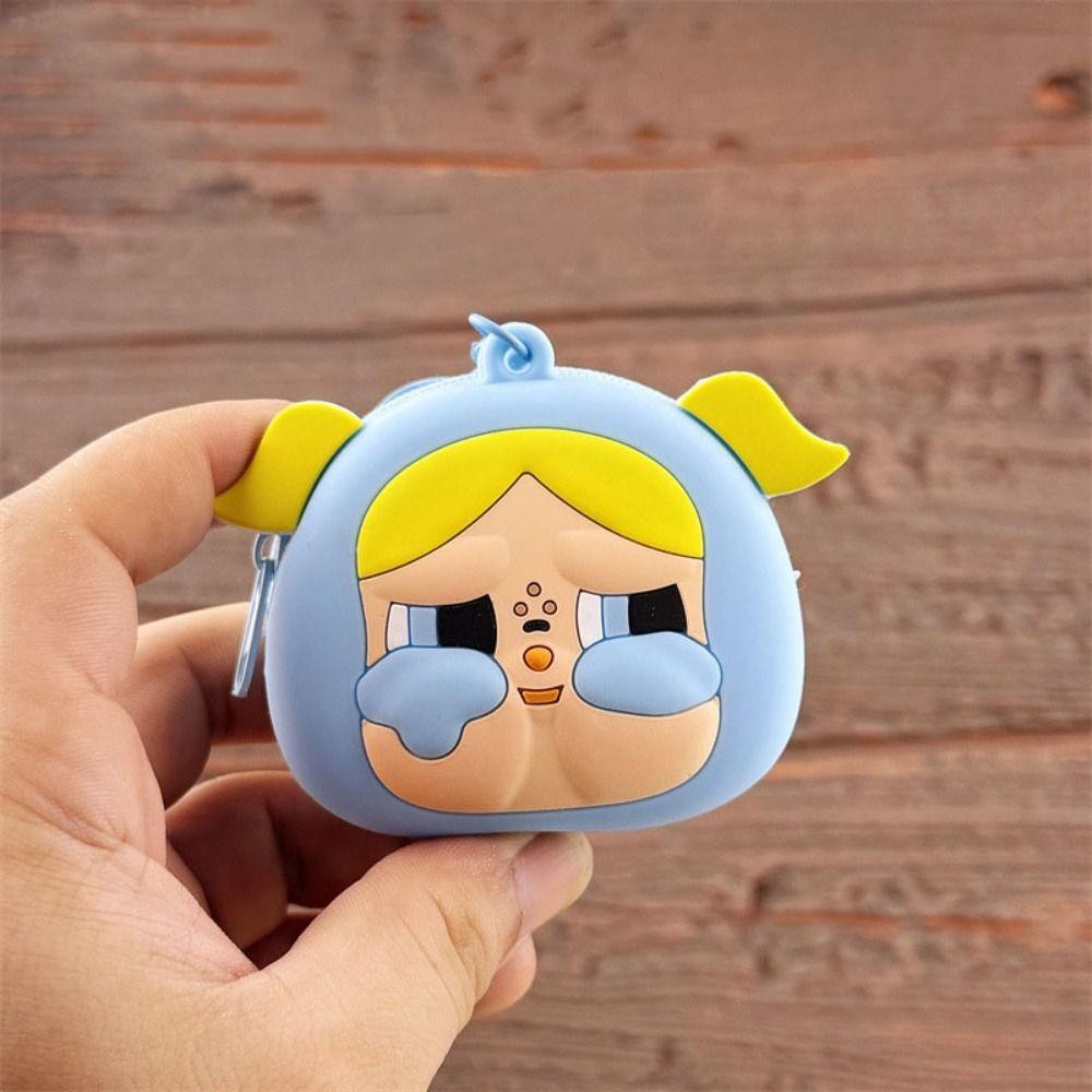 DOHOBBY กระเป๋าสตางค์พวงกุญแจ กระเป๋าซิลิโคน The Powerpuff Girls POP MART กระเป๋าพวงกุญแจการ์ตูน