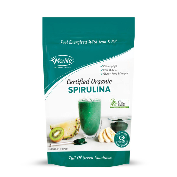 Morlife Organic Spirulina Powder | มอไลฟท์ ออแกนิค สไปรูลิน่า พาวเดอร์ 100g
