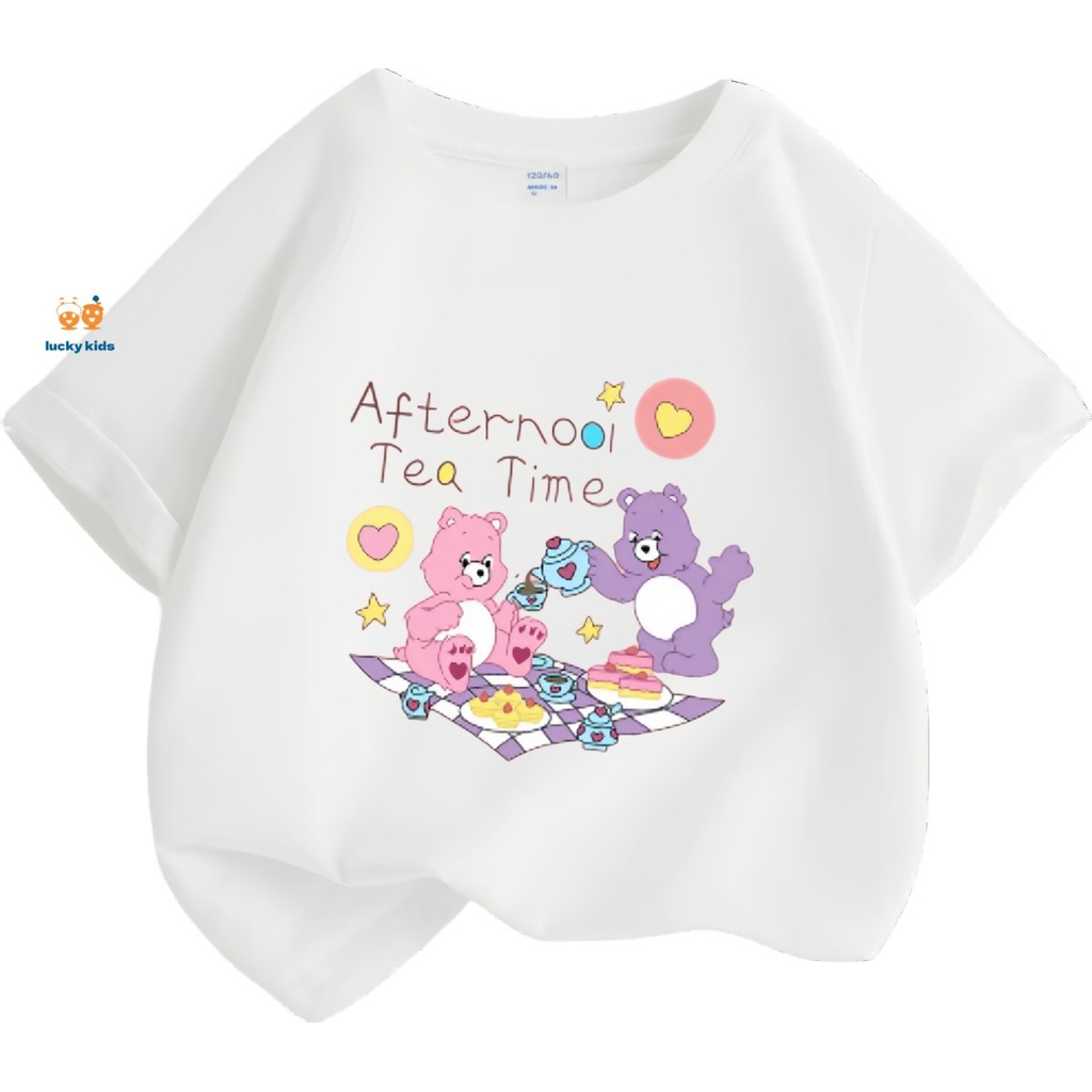 เสื้อยืดเด็กเด็กผู้หญิง Carebears-6 หมีน่ารัก เสื้อยืดผ้าฝ้ายแท้สะดวกสบายยืดหยุ่นและไม่ซีดจาง LUCKY KIDS
