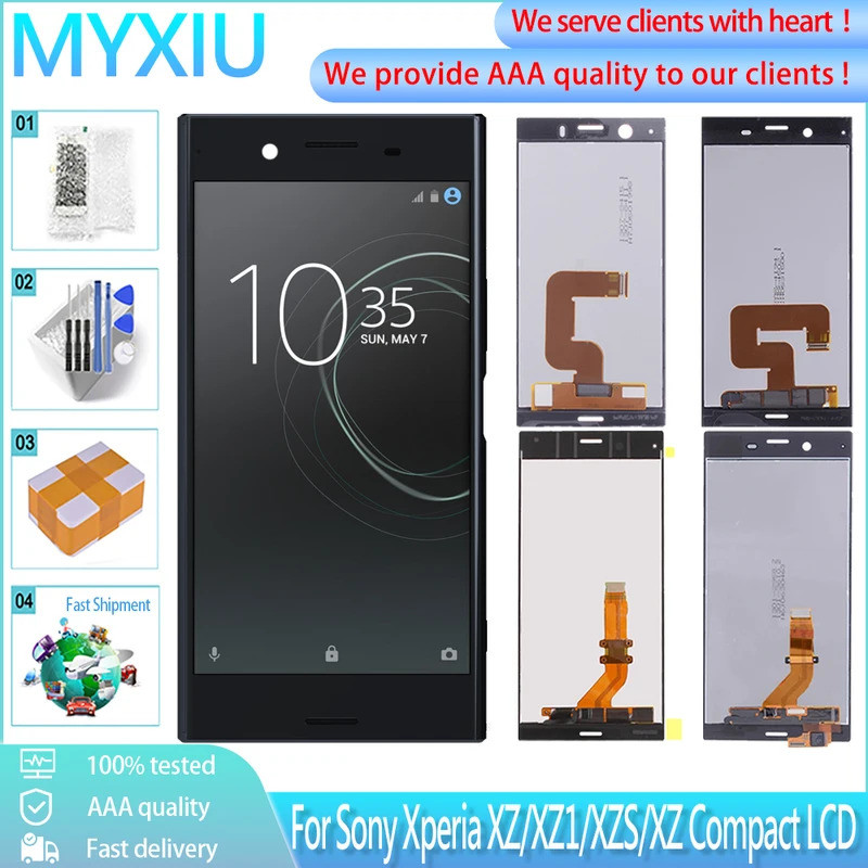 จอแสดงผลต้นฉบับสําหรับ SONY Xperia XZ XZ1 ขนาดกะทัดรัดจอแสดงผล LCD Touch Screen Digitizer Assembly ส