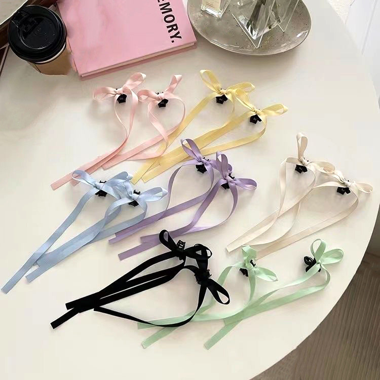 สาวเกาหลีริบบิ้นที่มีสีสันโบว์ผมขนาดเล็กกรงเล็บคลิปเจ้าหญิงเรียบคลิปถักผม เข็มหมุด