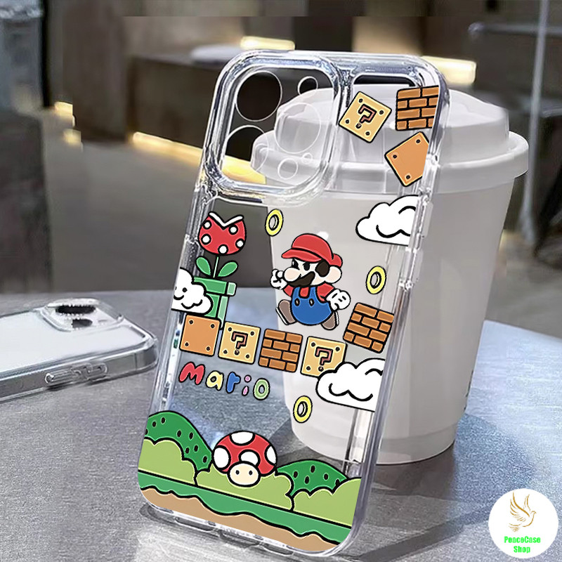 COD-ในไทย🔥เคสแฟชั่น ซูเปอร์มาริโอ เรียบง่ายหน้าจอเกม สําหรับiPhone7 8 X 11 12 13 14 15 TPU เคสซิลิโคนใส กันกระแทก Unisex