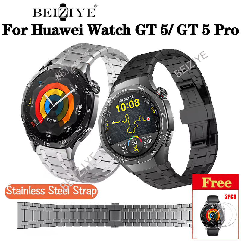 Huawei นาฬิกา GT5 Pro 46 มม.สแตนเลสสตีลสําหรับนาฬิกา Huawei GT 5 46 มม.Smartwatch หรูหราสร้อยข้อมือโลหะ Watchband Accessorie