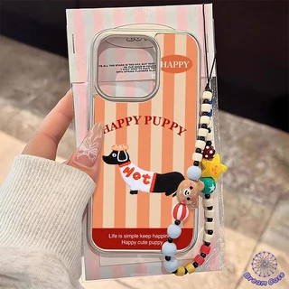 การ์ตูนน่ารักสีสันสดใสลูกสุนัขลายทางนุ่ม เคส IPhone 17 AIR 15 11 16 13 12 14 Pro Max XR 14 16 15 7 8 Plus X XS SE 2020