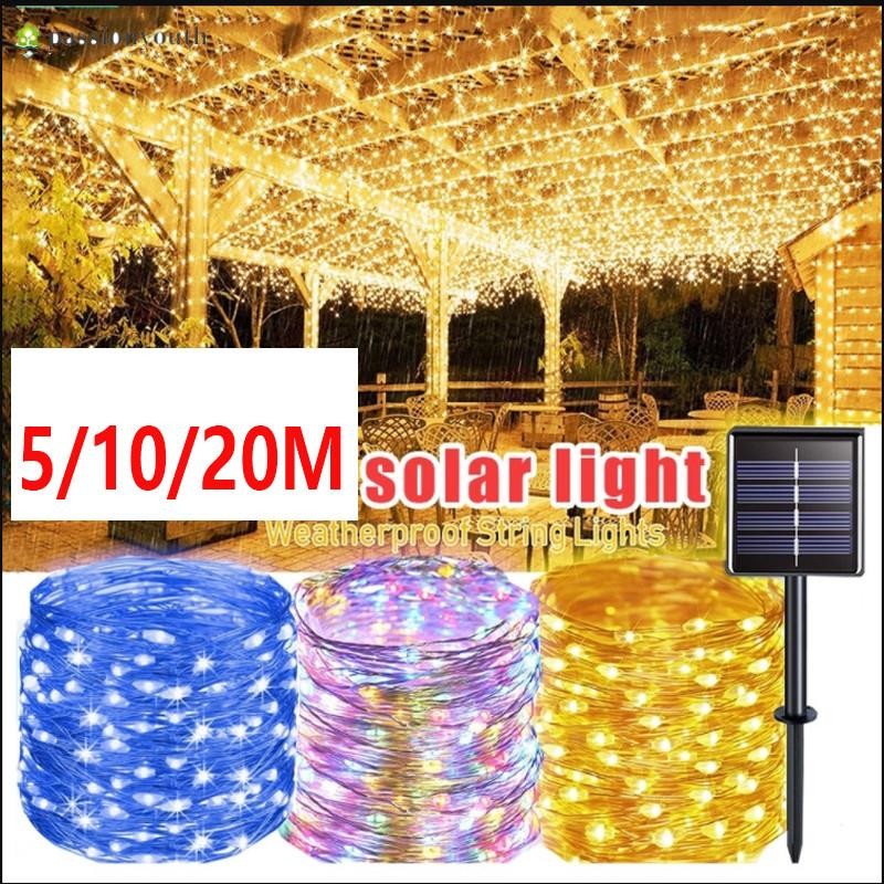 ไฟประดับคริสต์มาส/ไฟตกแต่งโซล่าเซลล์ LED 50/100/200ดวง 5/10/20เมตร solar ไฟโซล่าเซลล์ ไฟพลังงานแสงอาทิตย์ ไฟกระพริบ