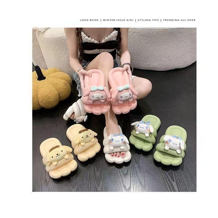 พร้อมส่งจ้า รองเท้าแตะสวม พื้นนิ่มกันลื่น รองเท้าแตะสไตล์เกาหลีใหม่ ร้องเท้าน่ารัก กับ 4 สไตล์