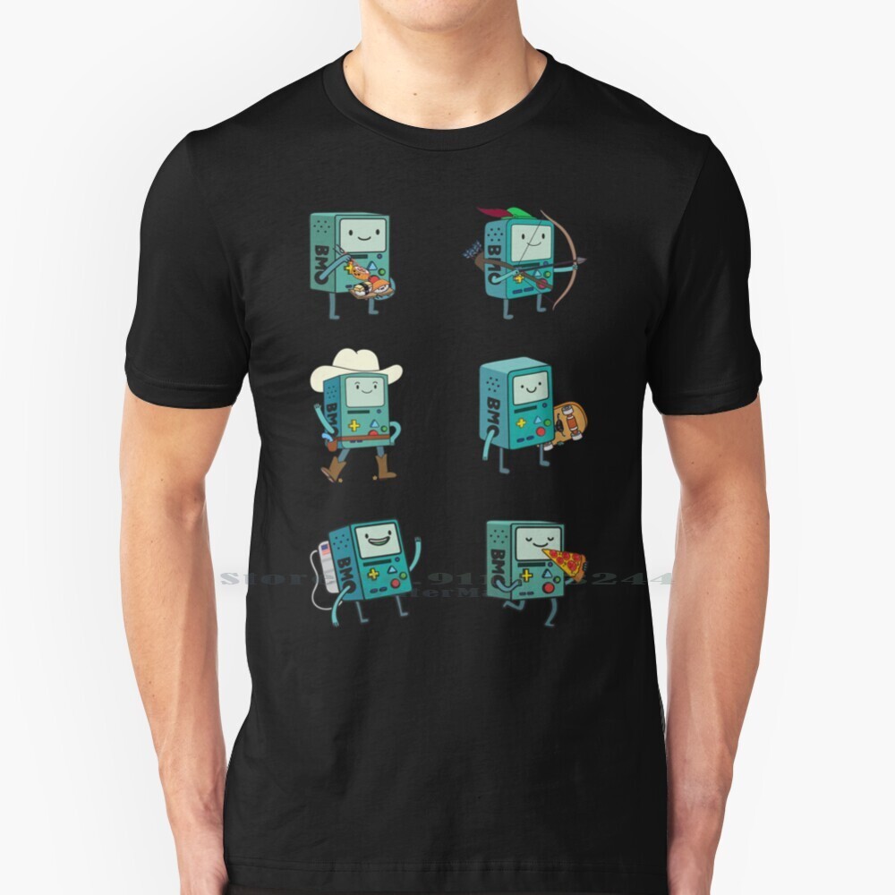 Bmo T เสื้อ 100% ผ้าฝ้ายแท้ Adventuretime การ์ตูน Gameboy Gamer เกมชีวิตน่ารัก Beemo Adventure Time 