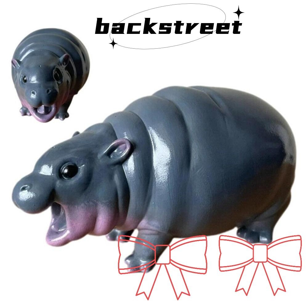 Backstage เครื่องประดับ Hippopotamus, Kawaii หมูเด้งฮิปโปเรซิ่นหุ่น,การ์ตูน Pygmy Moo Deng ของเล่นโต๊ะรูปปั้นเรซิ่นสําหรับคริสต์มาส