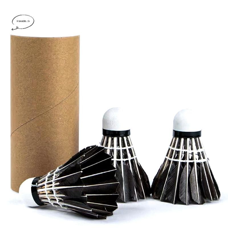 Parade 3/6/12pcs Professional แบดมินตันลูกขนไก่สีดํา Goose Feather แบดมินตันแบดมินตันการฝึกอบรมกีฬาแบดมินตัน TH