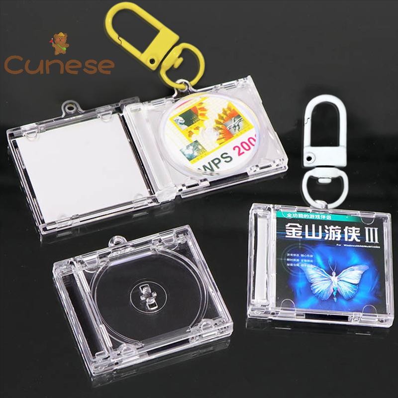 [Cenese] อัลบั้มเปล่า Mini CD Case Key Chain เครื่องเล่นซีดีพวงกุญแจสําหรับกระเป๋าเป้สะพายหลัง DIY แขวนตกแต่ง [ใหม่]