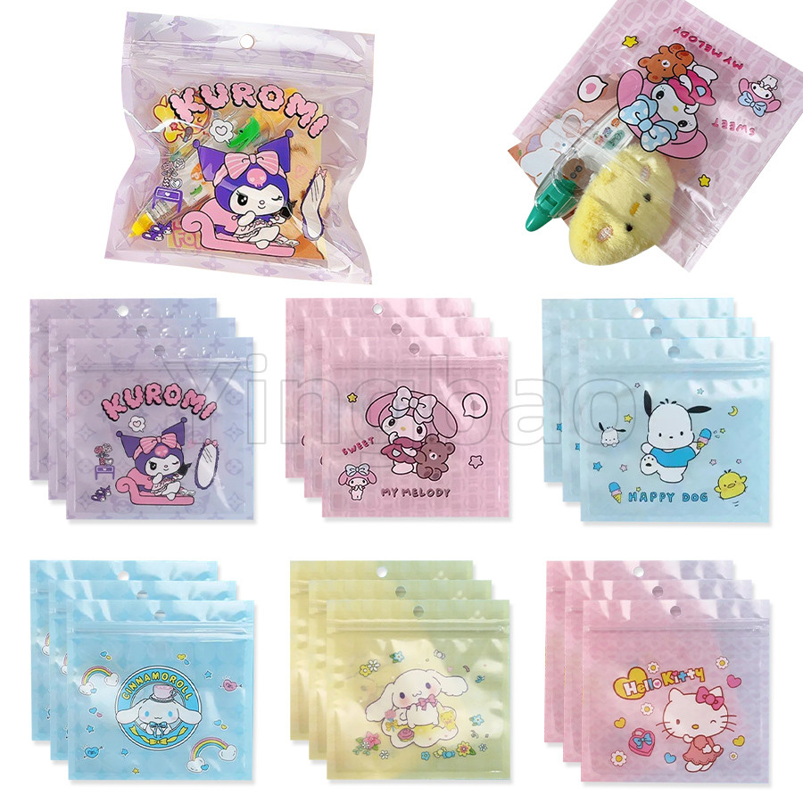 30 ชิ้นการ์ตูนสร้างสรรค์ Cinnamoroll Melody KT คุกกี้ขนมเครื่องประดับถุงปิดผนึกด้วยตนเองถุงบรรจุภัณฑ์ขนมถุงของขวัญ