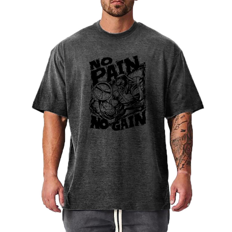 Mens Summer Comfort Graphic พิมพ์หลวมผ้าฝ้ายขนาดใหญ่ O-คอเพาะกายฟิตเนส Mens Streetwear เสื้อยืดแขนสั้น