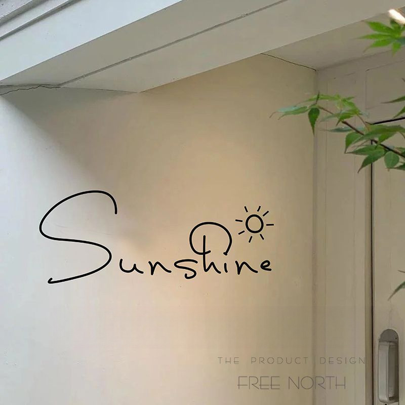 Sunshine INS สติกเกอร์ติดผนังแบบอักษรภาษาอังกฤษแบบเรียบง่ายสำหรับร้านสติกเกอร์ตกแต่งผนังกระจกกระจกสำ