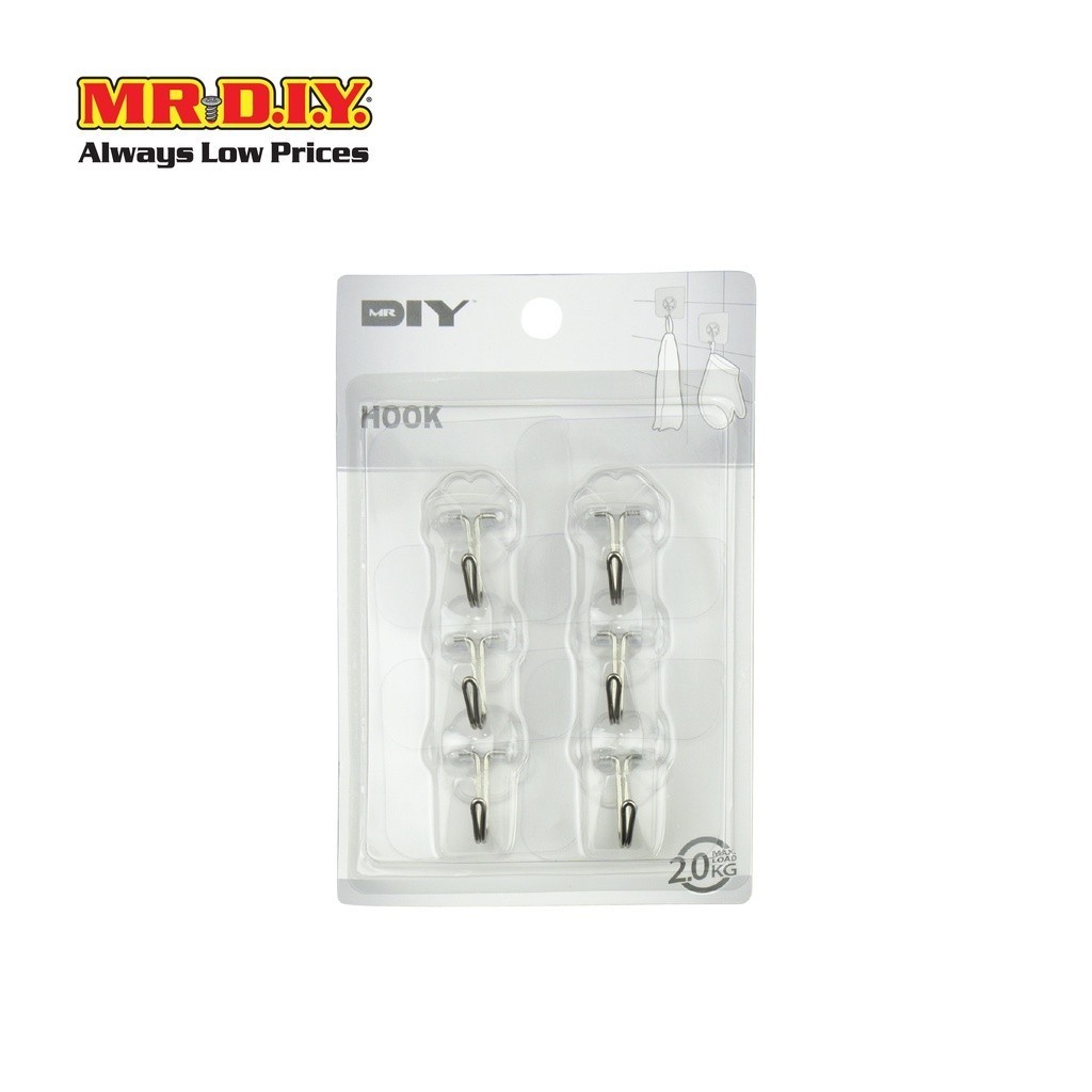 [แพ็ก 3 ชิ้น] มิสเตอร์. ดี.ไอ.วาย ตะขอติดผนัง สีใส ขนาด 18 x 12 ซม. - รูปที่ 2