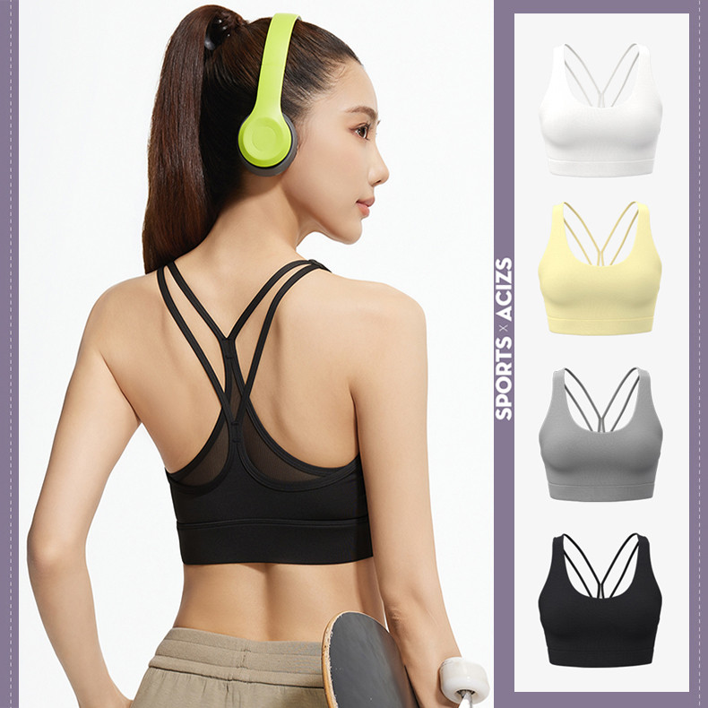 mvp sport เสื้อบราโยคะ สปอร์ตบราออกกำลังกาย สายเดี่ยวไขว้หลัง แผ่นหน้าอกคงที่