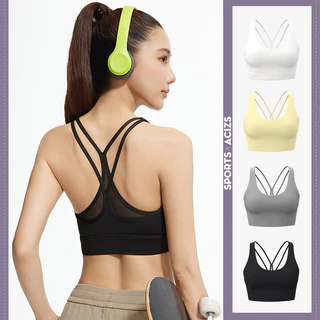 mvp sport เสื้อบราโยคะ  สปอร์ตบราออกกำลังกาย  สายเดี่ยวไขว้หลัง แผ่นหน้าอกคงที่