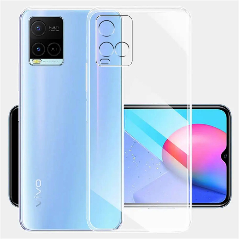 สําหรับvivo Y21 Y21a V2111 นุ่มซิลิโคนใสยืดหยุ่นกันกระแทกTPU CoverผิวเหลืองคริสตัลClear Jellyกรณี