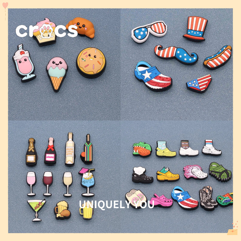 Crocs Jibbitz โลโก้อเมริกันซีรีส์รองเท้าหัวเข็มขัดเครื่องดื่มรองเท้าดอกไม้ charm Crocs การ์ตูนน่ารักหลุมรองเท้าอุปกรณ์เสริม
