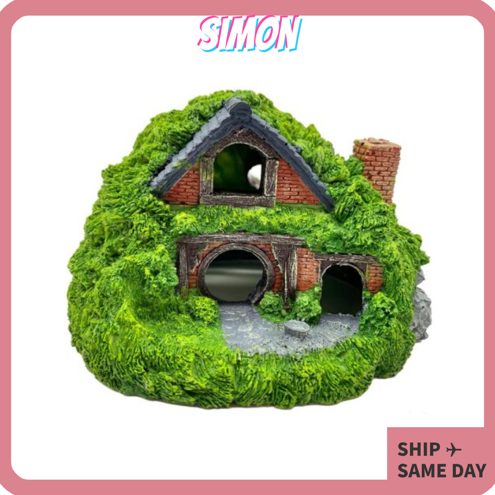 Simon Hobbit House, ตกแต่งตู้ปลาเรซินจําลอง, บ้านแทงสัตว์เลื้อยคลาน Betta Hideout Cave Fish Tank
