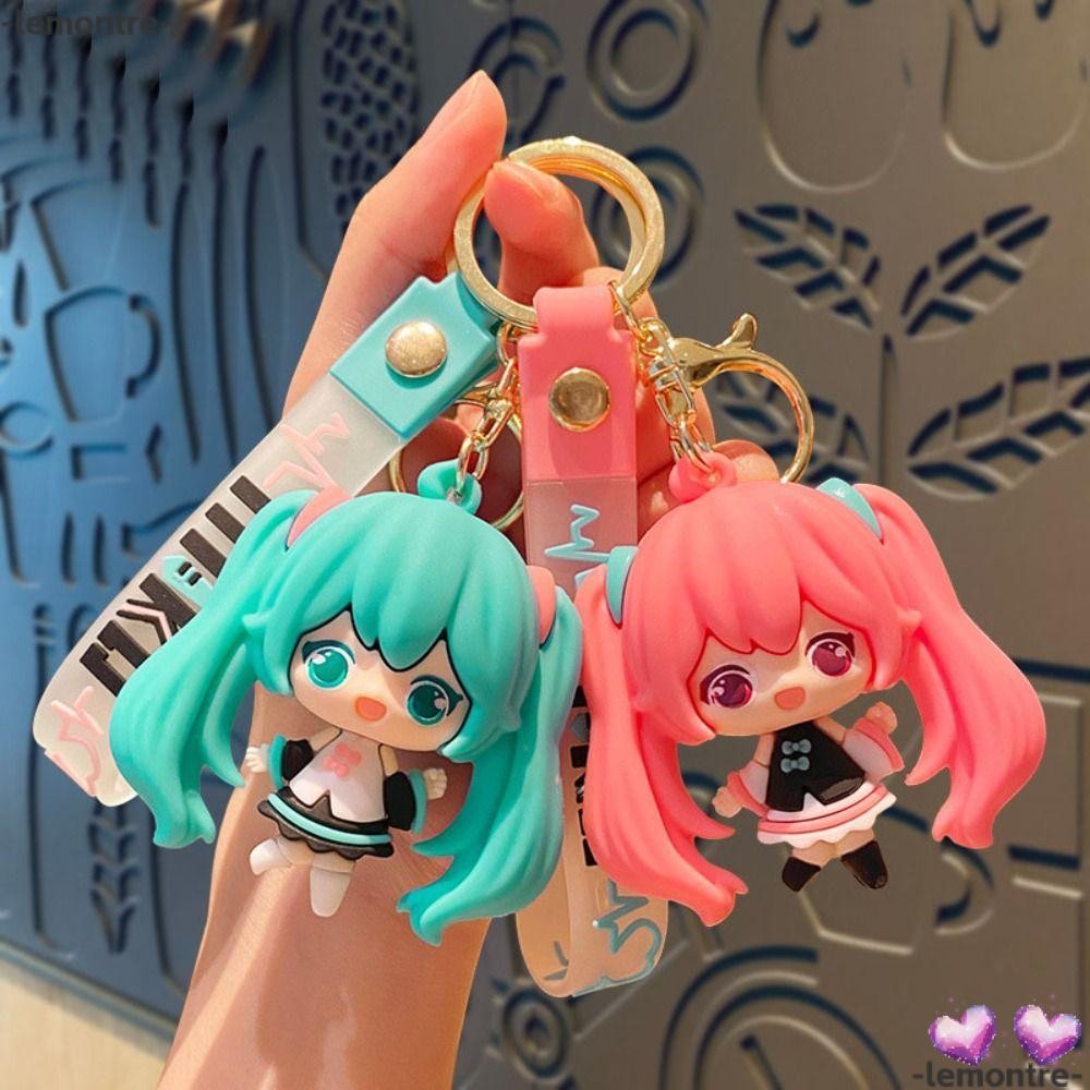 Lemontre Hatsune Miku พวงกุญแจ, อะนิเมะรูปการ์ตูนกระเป๋าจี้, Kawaii Double Tail สาวรุ่นเครื่องประดับของเล่นพวงกุญแจรถตุ๊กตาของขวัญ