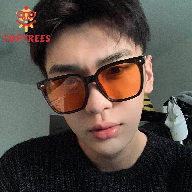 สีส้มฤดูร้อนแว่นตากันแดด Shades สําหรับชายแฟชั่นขับรถเดินทางกลางแจ้ง Anti UV Square Eye แว่นตา Vintage สําหรับชายแนวโน้มคลาสสิกแว่นตากันแดด X919