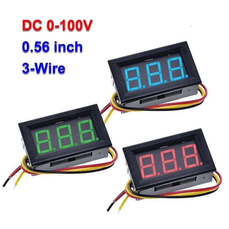 Dc 0-100V 0.56 นิ้ว LED Digital Voltmeter เครื่องวัดแรงดันไฟฟ้าสีแดงสีฟ้าสีเขียวจอแสดงผล LED รถรถจักรยานยนต์เครื่องทดสอบแรงดันไฟฟ้าตัวบ่งชี้แรงดันไฟฟ้า