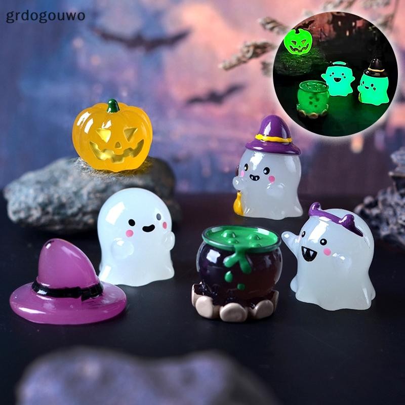 Grdog 6 ชิ้น/เซ็ต Luminous ฮาโลวีนเครื่องประดับการ์ตูน Wizard ฟักทอง Potion Ghost ตุ๊กตา Micro ภูมิทัศน์ตกแต่งตุ๊กตา Miniature ของเล่น th