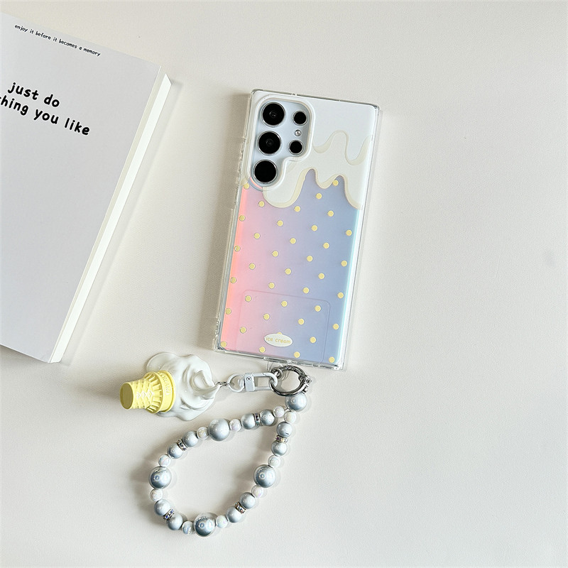 ไอศกรีมเหมาะสําหรับsamsung S24Ultraเคสโทรศัพท์S24 + เลเซอร์ป้องกันกรณีS23Ultraซิลิโคนเคสแข็งS22Ultra Shock-ResistantกรณีS23 รวมทุกอย่างเคสโทรศัพท์หญิงS22 + เชือกเส้นเล็กโทรศัพท์