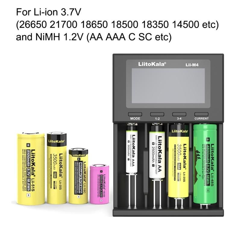 Liitokala Lii-M4 Lii-PD2 Lii-500 18650 Battery Charger for 1.2V 3.7V NiMH 26650 21700 18350 18500 14