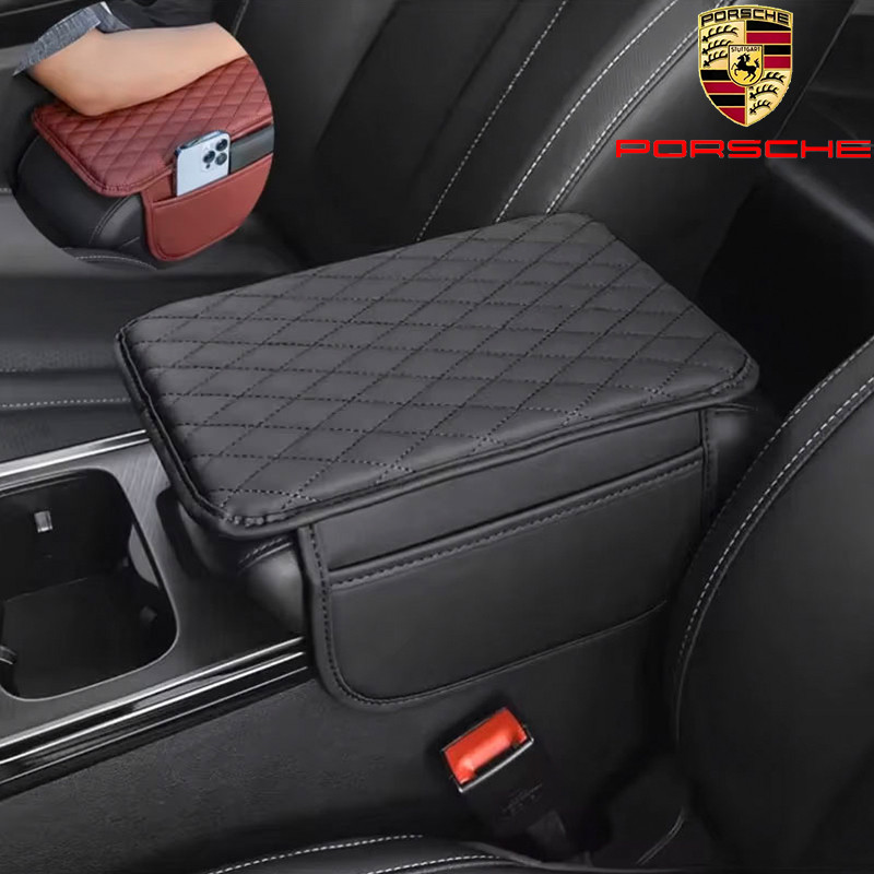 PORSCHE 911 718 PANAMERA CAYENNE MACAN TAYCAN 911 Carrera GTS แผ่นรองแขนสำหรับรถยนต์ทำจากหนัง PU แบบ