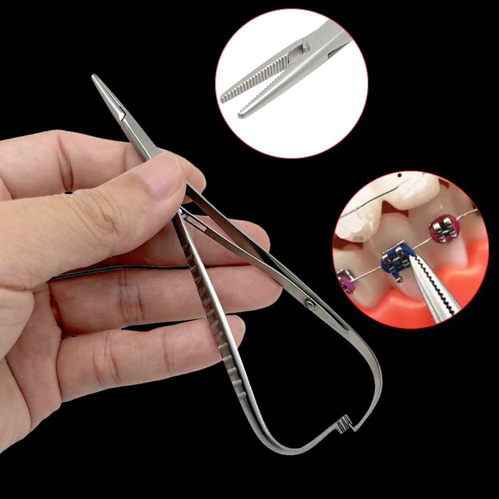 ทันตกรรมยืดหยุ่นตําแหน่ง Ligature Tie ผู้ถือ Mathieu Extra Fine Beak Ligation แหวน Hemostatic Forceps เครื่องมือทันตกรรม