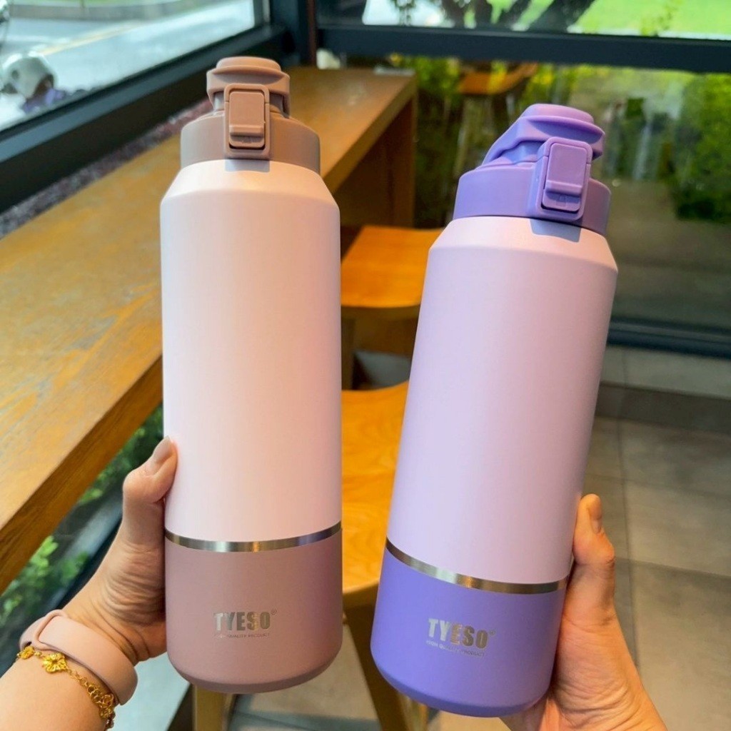 TYESO กระติกน้ำไทโซ 304 แบบสแตนเลส เก็บอุณหภูมิ ร้อน 12ชั่วโมง เย็น 24ชั่วโมง ขนาด 1200ml 1500ml 200