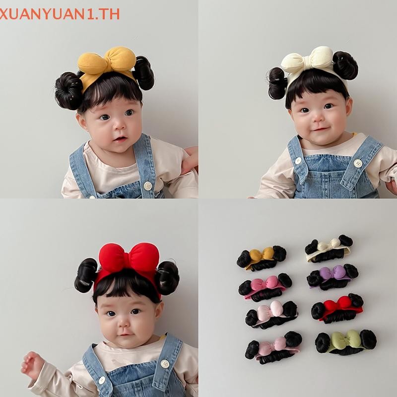 XUAN แฟชั่นน่ารักเด็กทารกเด็กวิกผมเด็กสาวโบว์วิกผม Hairband ทารกแรกเกิดเด็กวัยหัดเดินวิกผมหมวก Hairpiece คอสเพลย์ Headwear TH