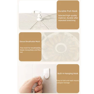 YOLO ฝาครอบอาหารแบบพับได้, ฝาครอบจานตาข่ายซักได้ Pop-Up, การป้องกันรอบทิศทางเต็มรูปแบบแบบใช้ซ้ําได้รอบ/สแควร์โรคราน้ําค้างร่มผักบาร์บีคิว