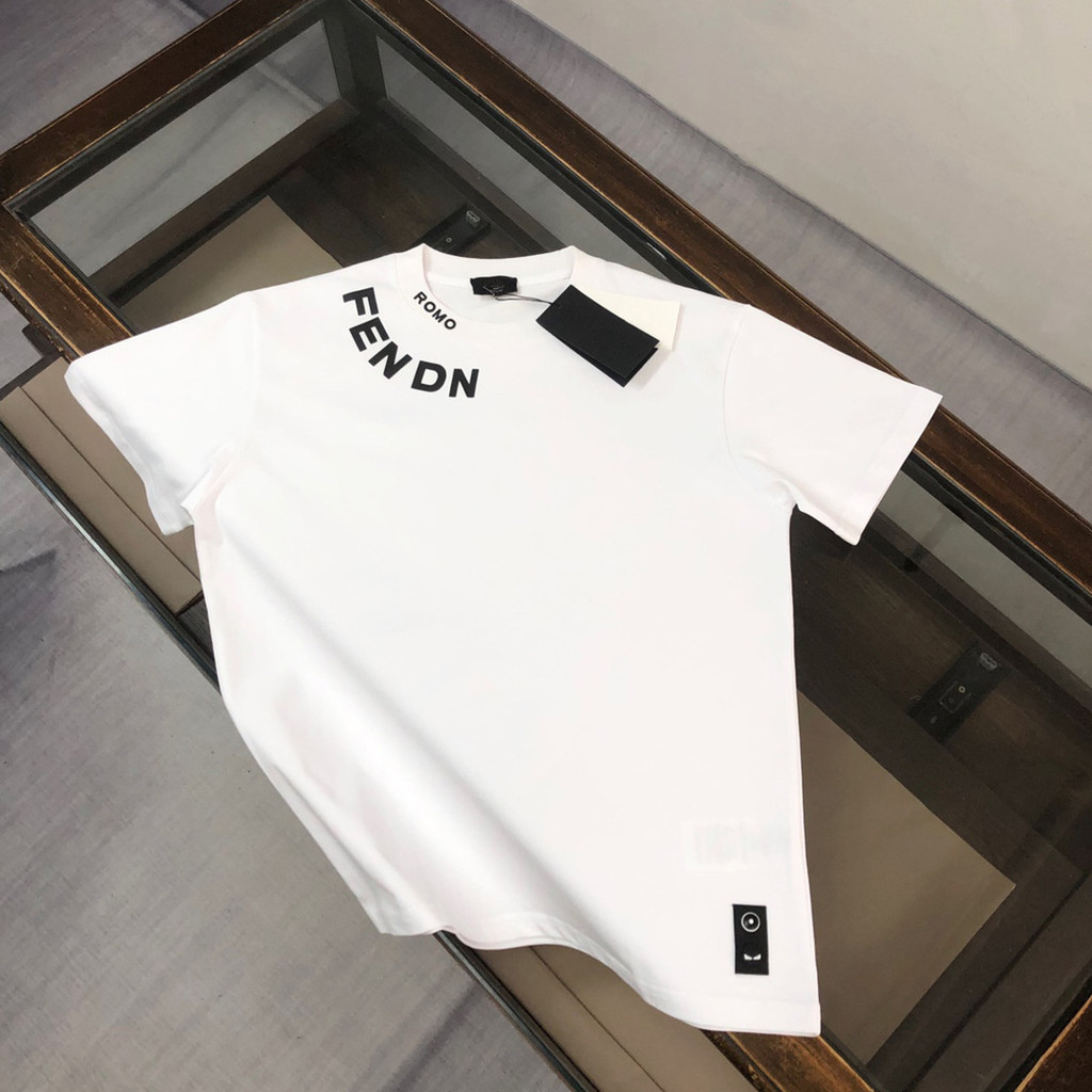 D3W4 FEND'''' Summer Original Label Short Sleeve Round Neck T T-shirt Male Pure Cotton Heavyweight L